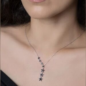 Silver Elegant Black Shooting Star Drop Necklace